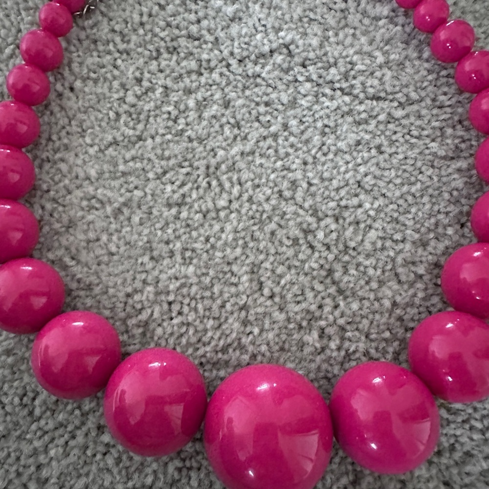 Bold Pink Beaded Necklace